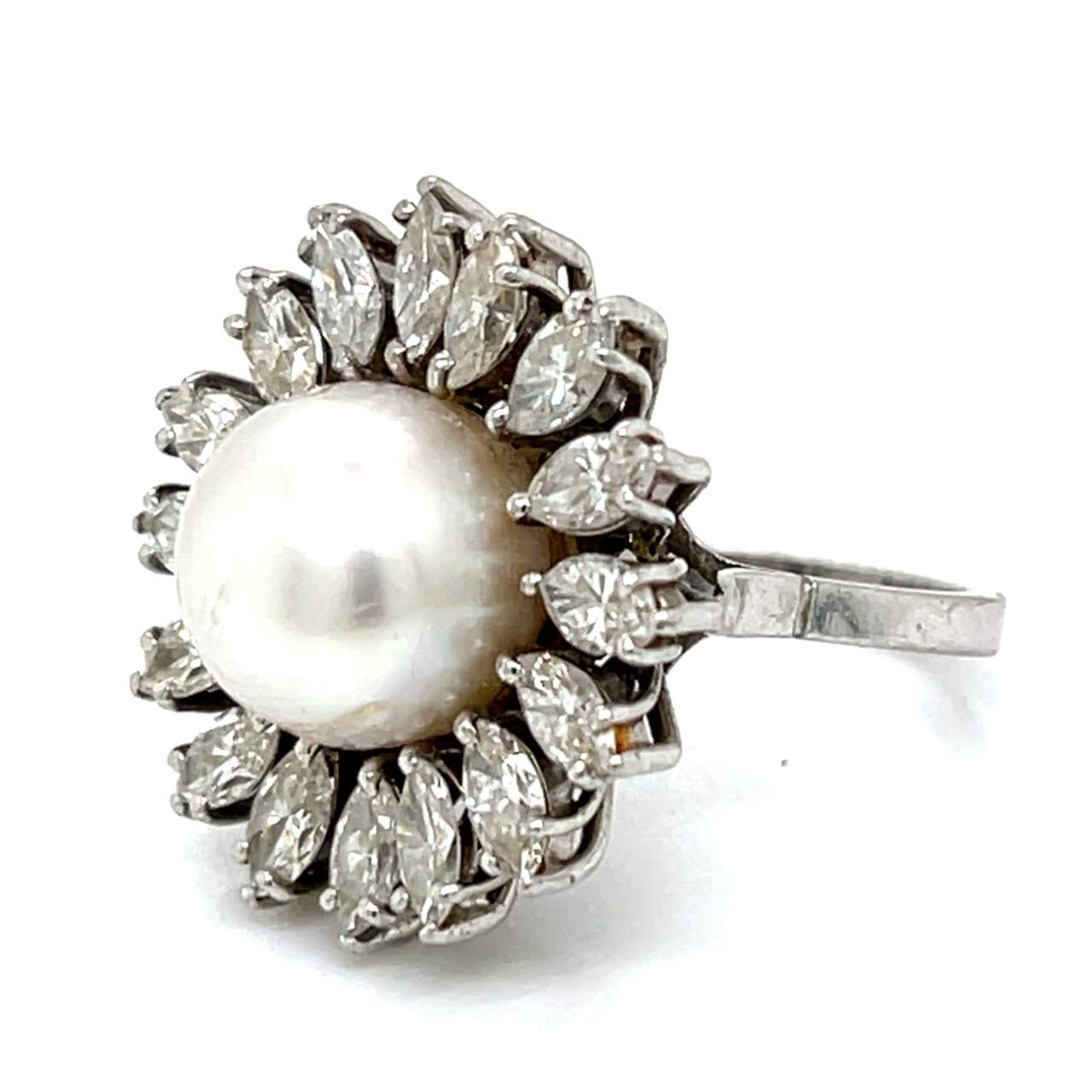 Platinum South Sea Pearl & Diamond Ring