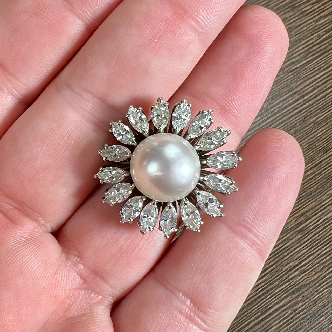 Platinum South Sea Pearl & Diamond Ring