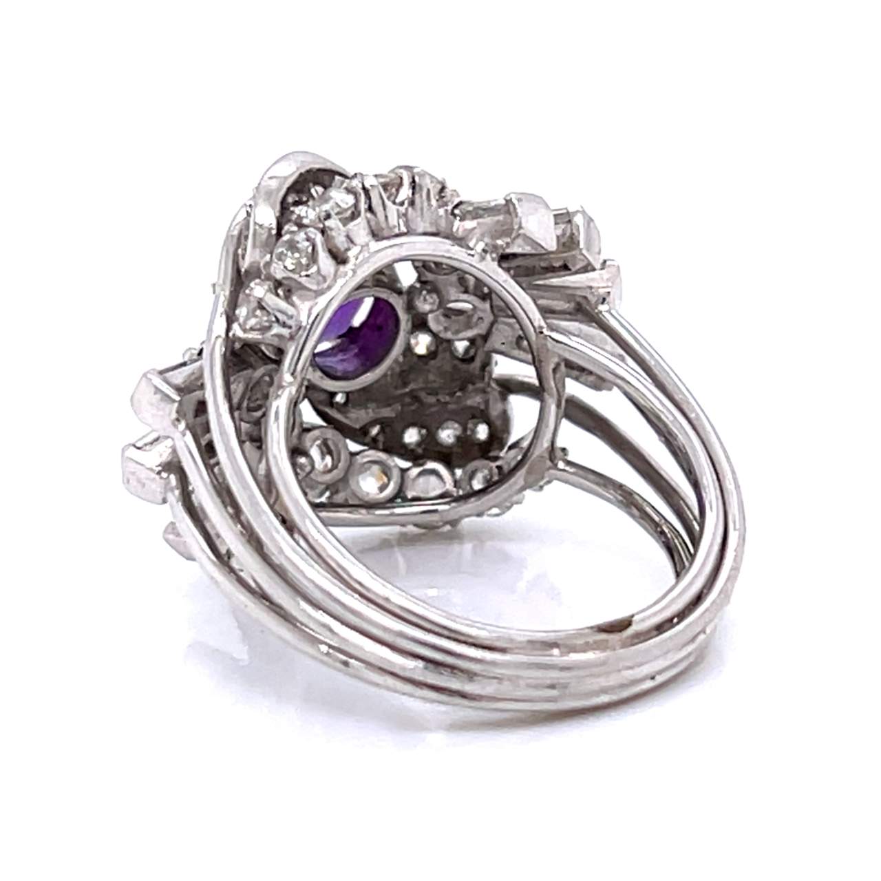 Art Deco Platinum Amethyst & Diamond Ring