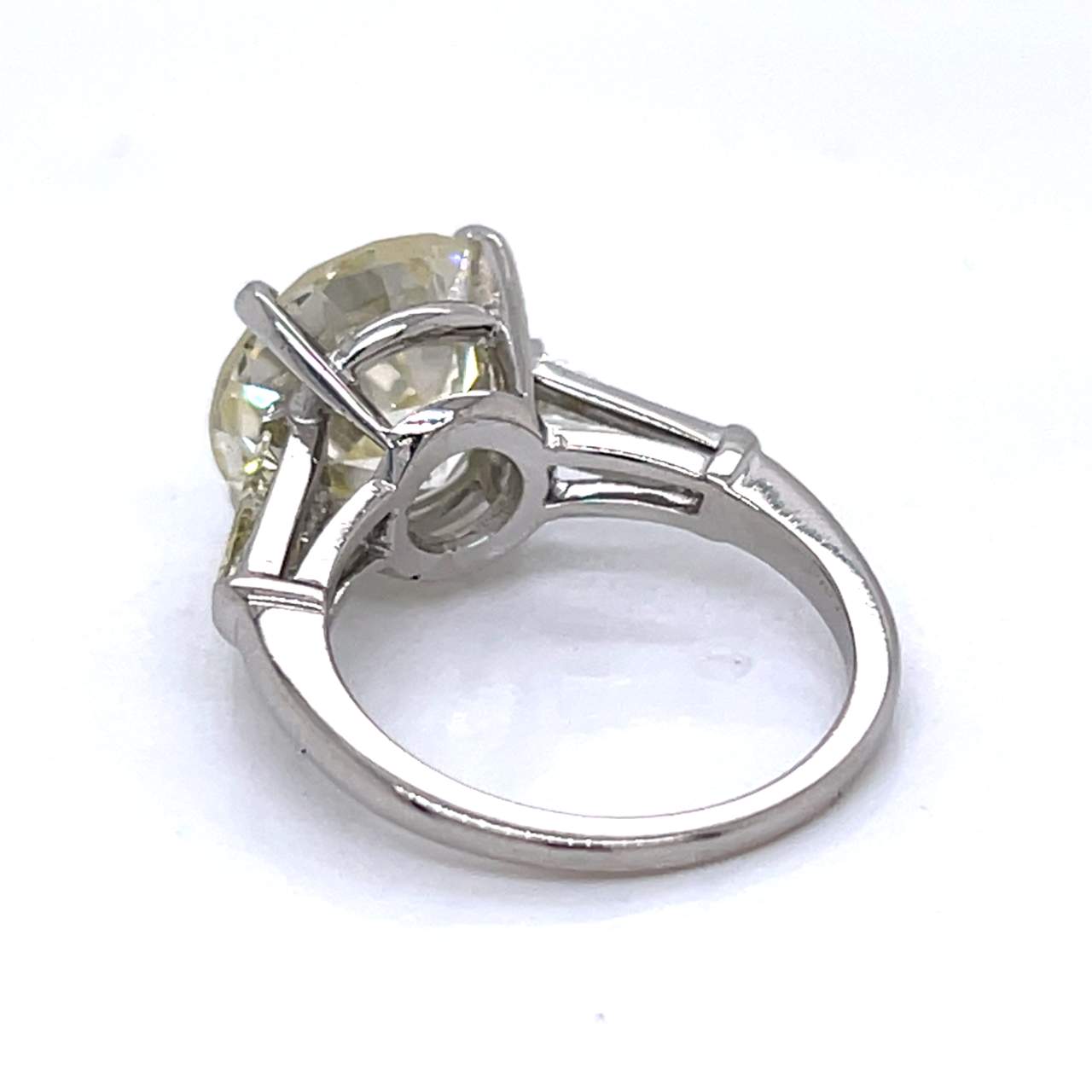 Art Deco Platinum 6.41 Ct. European-cut Diamond Ring