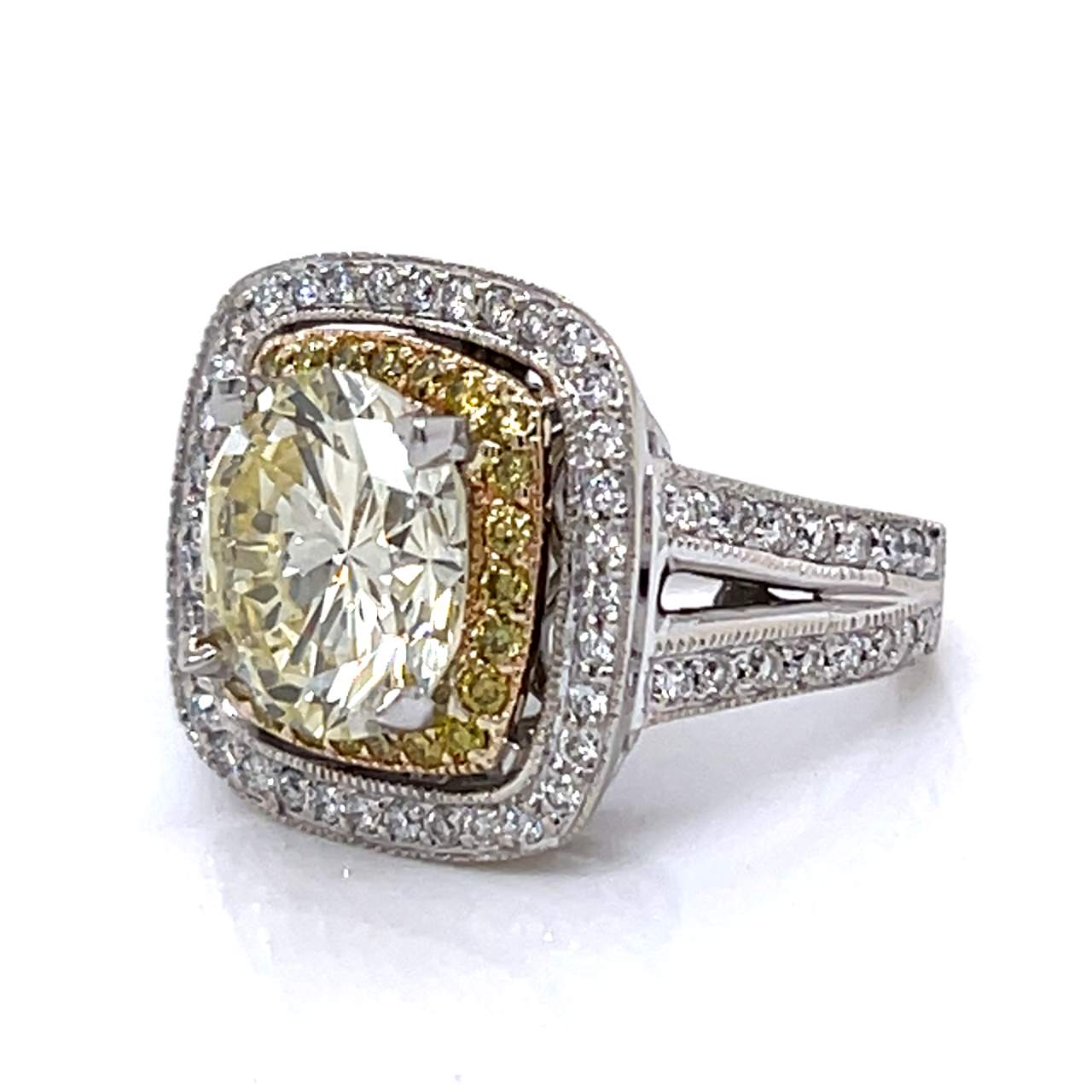 SONIA B. 14K White & Yellow Gold 5.39 Ct. Fancy Yellow Diamond Ring