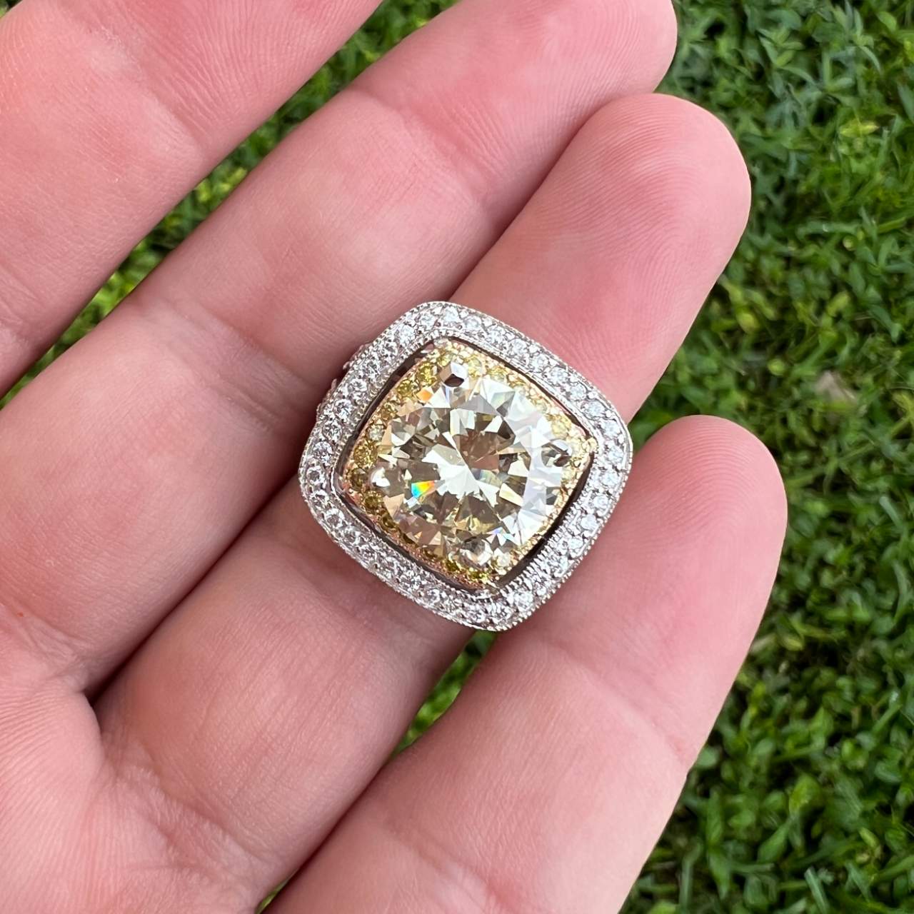 SONIA B. 14K White & Yellow Gold 5.39 Ct. Fancy Yellow Diamond Ring
