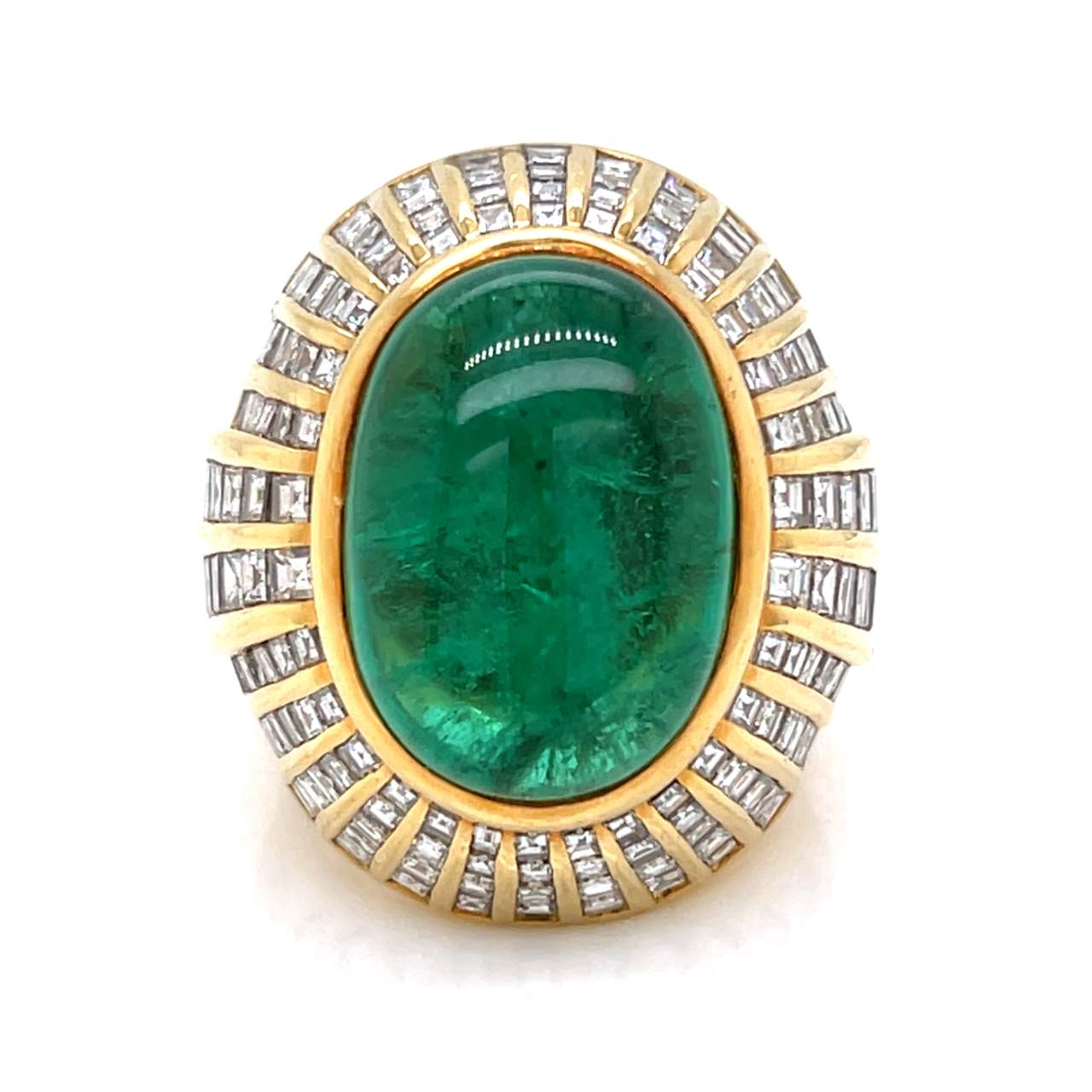 18K Yellow Gold Emerald & Diamond Cocktail Ring