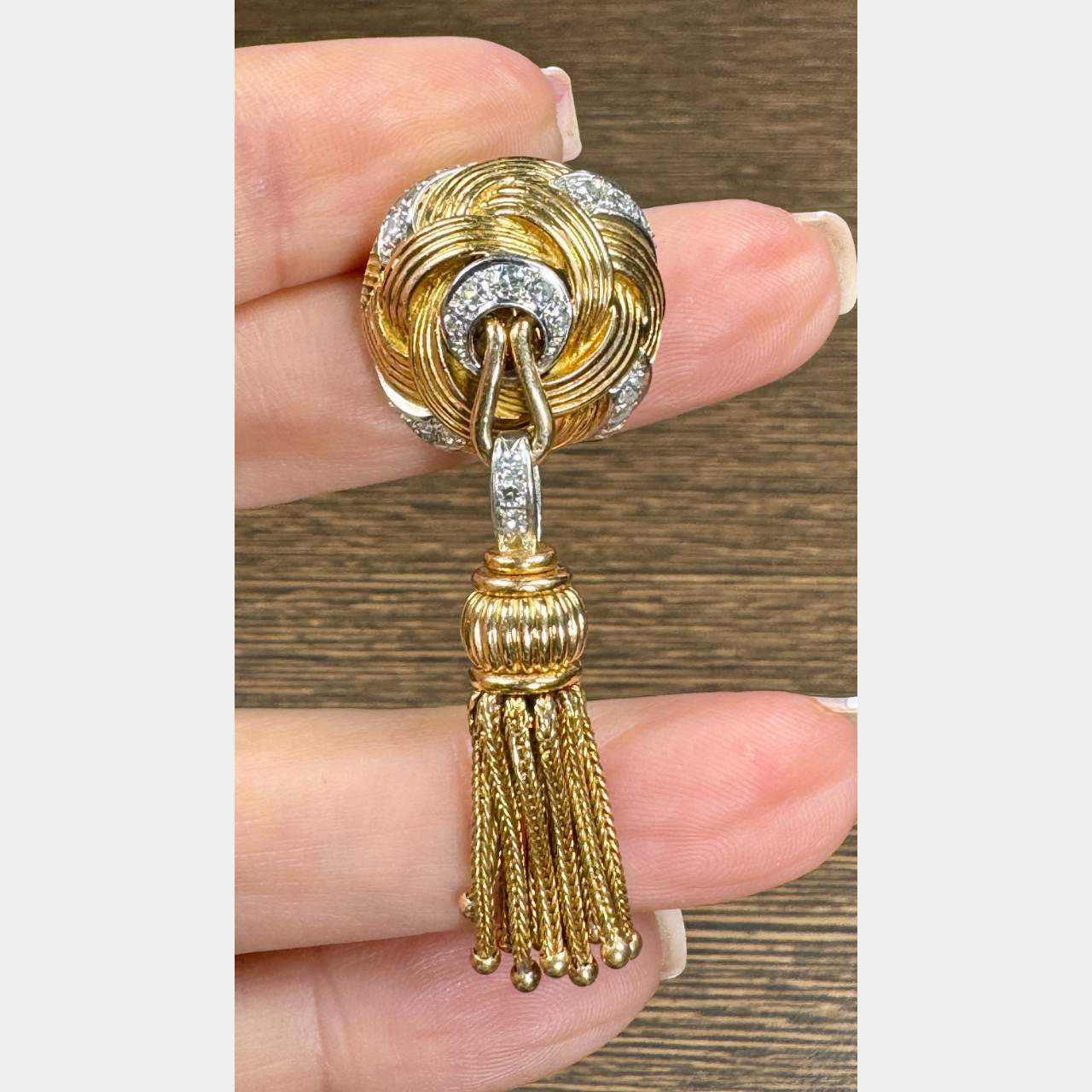 UTI French 18K & Platinum Diamond Watch Brooch