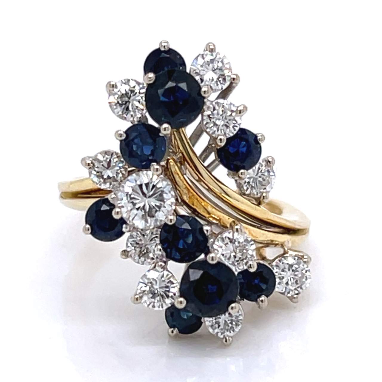 18K Yellow Gold Sapphire & Diamond Ring