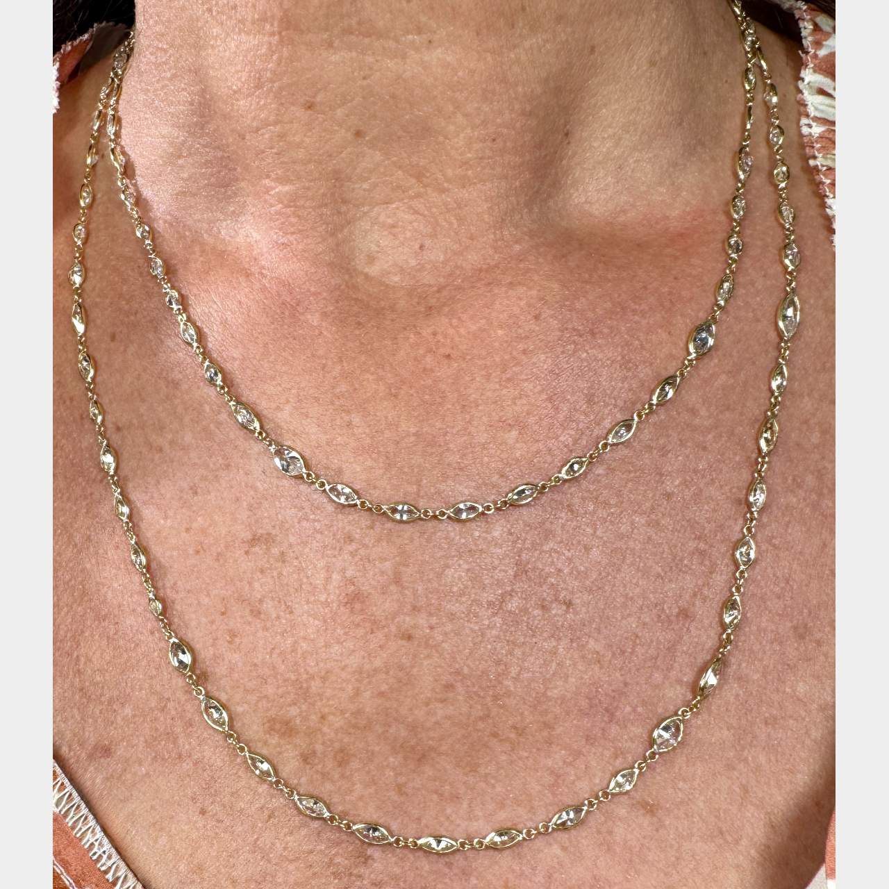 18K Yellow Gold 21.00 Ct. Diamond by the Yard Necklace