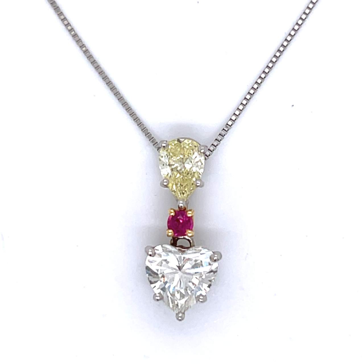 Platinum & 18K Diamond and Ruby Necklace