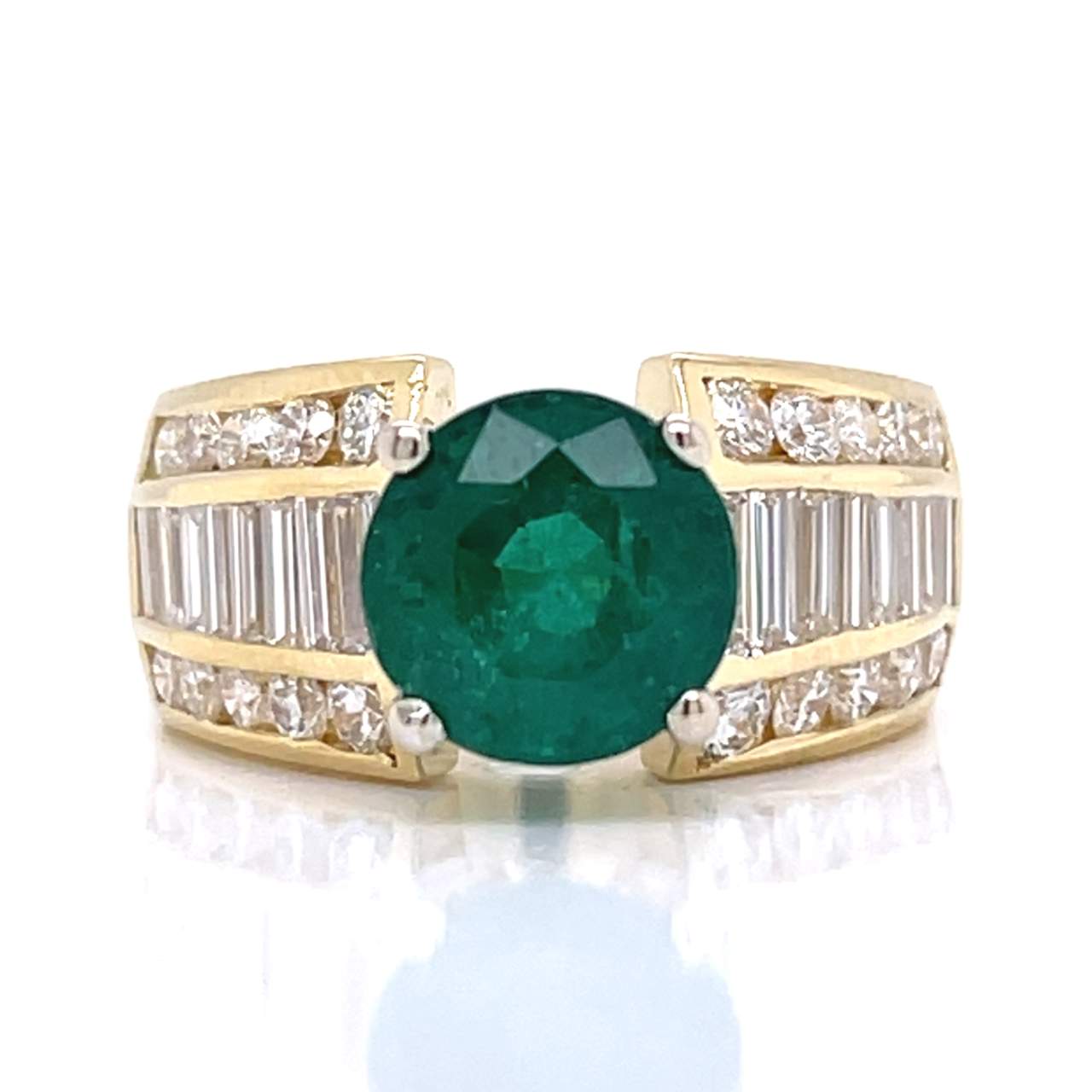 18K Yellow Gold 2.88 Ct. Emerald & Diamond Ring