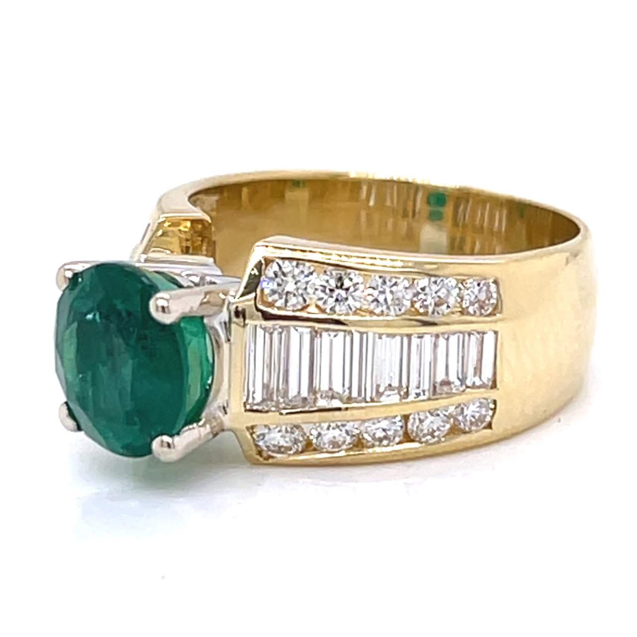 18K Yellow Gold 2.88 Ct. Emerald & Diamond Ring