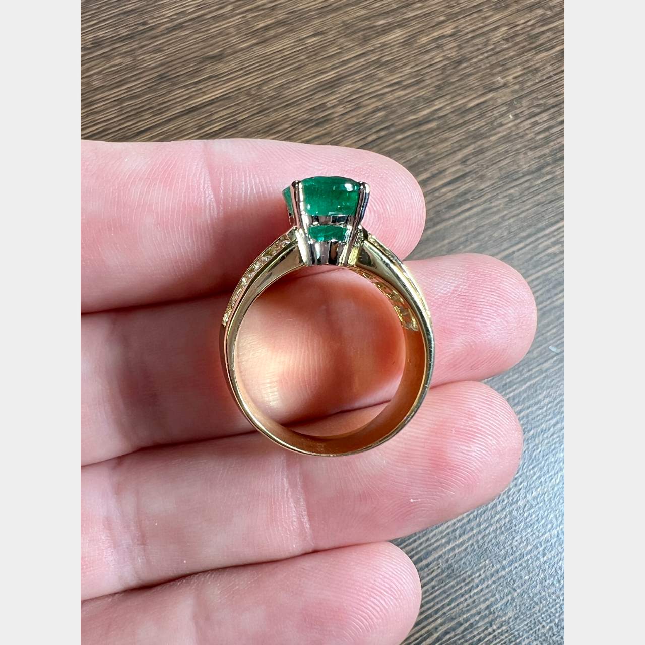 18K Yellow Gold 2.88 Ct. Emerald & Diamond Ring