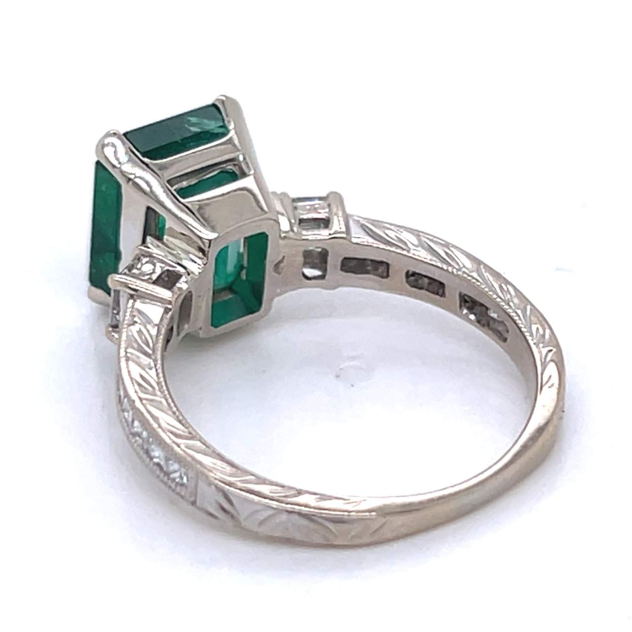 18K White Gold 4.12 Ct. Emerald & Diamond Ring