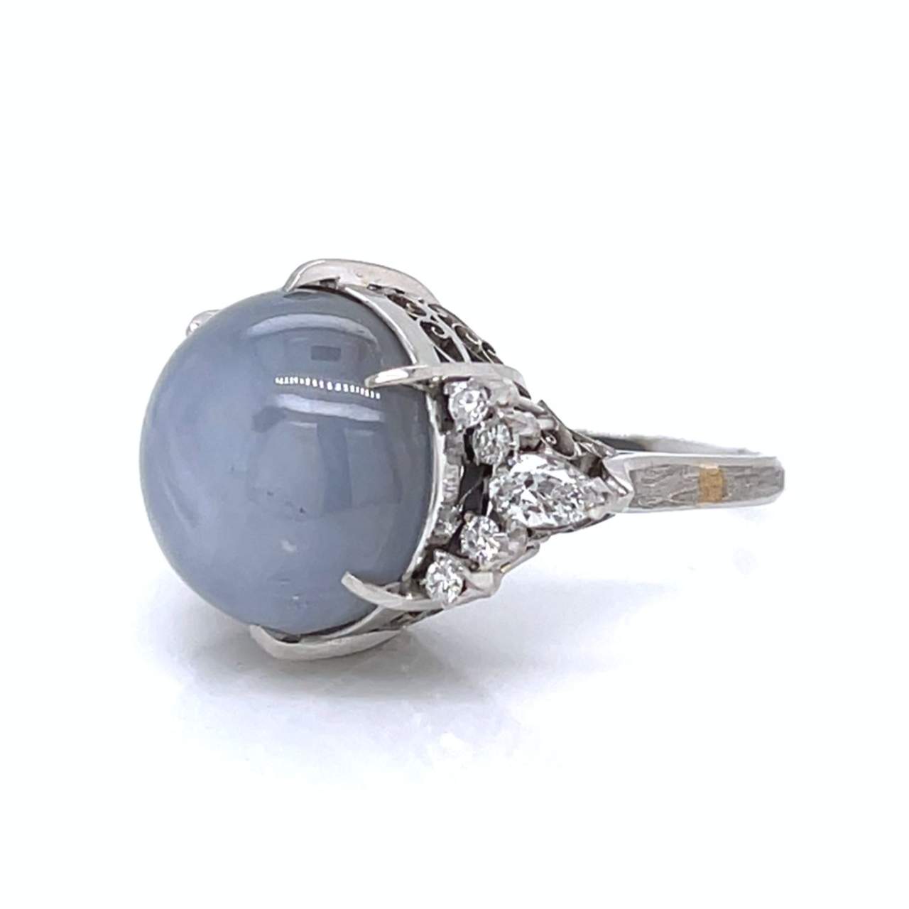 Platinum 24.60 Ct. Star Sapphire & Diamond Ring
