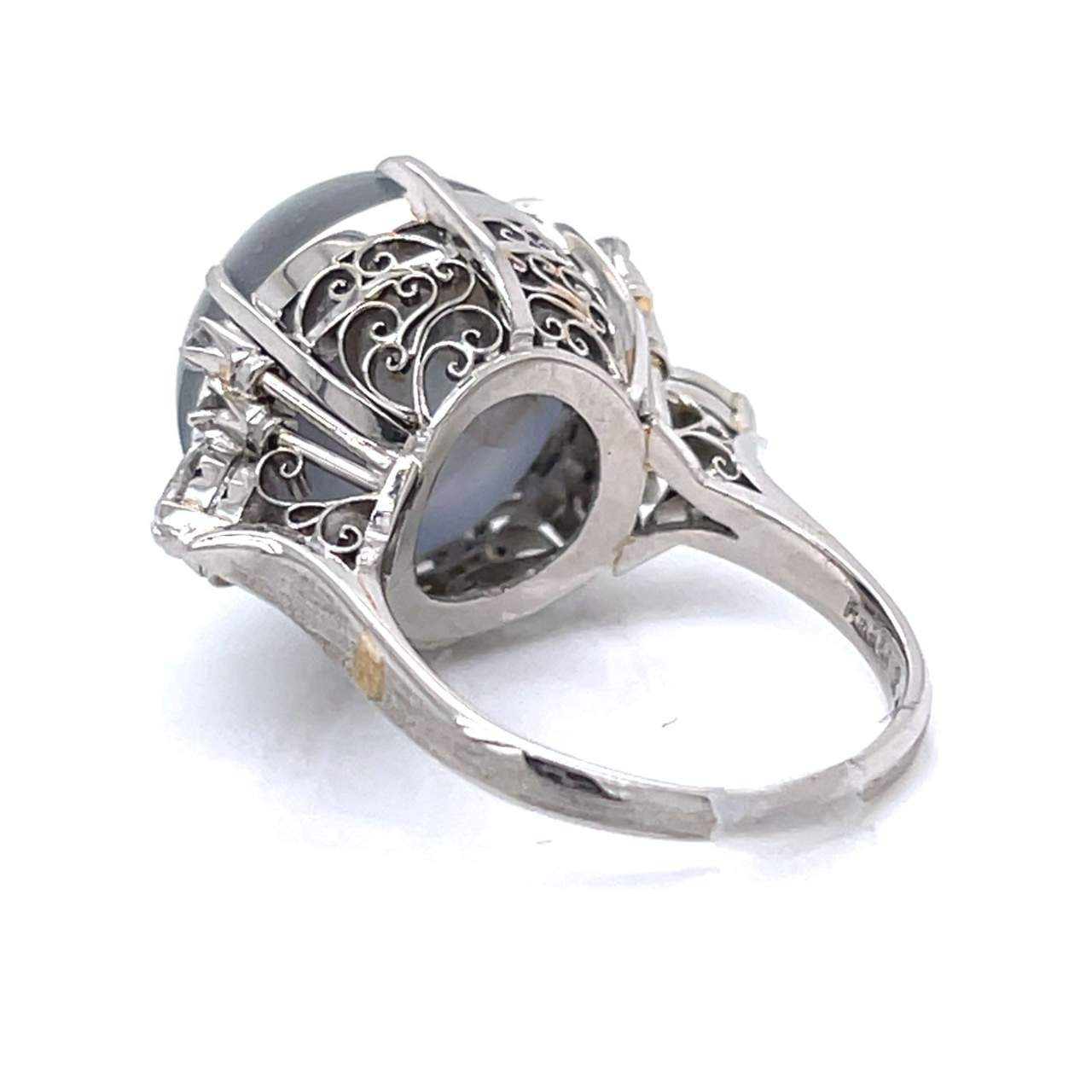 Platinum 24.60 Ct. Star Sapphire & Diamond Ring
