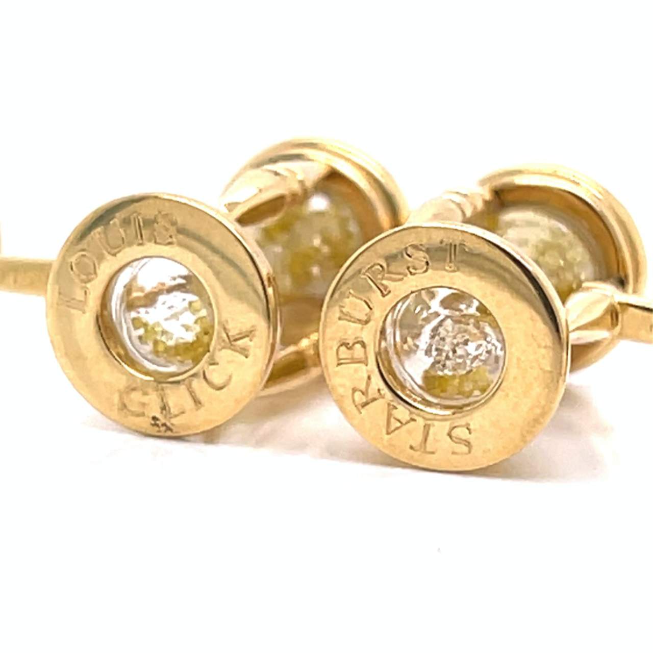 LOUIS GLICK STARBURST 18K Yellow Gold Diamond Hourglass Cufflinks