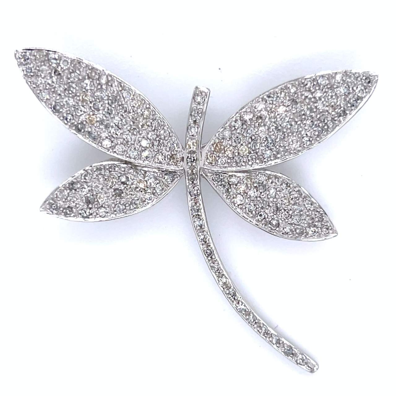 18K White Gold 3.00 Ct. Diamond Dragonfly Brooch