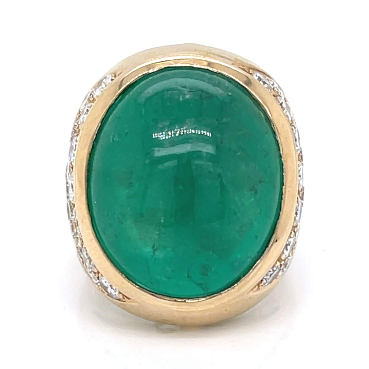 18K Yellow Gold 20.00 Ct. Emerald & Diamond Ring