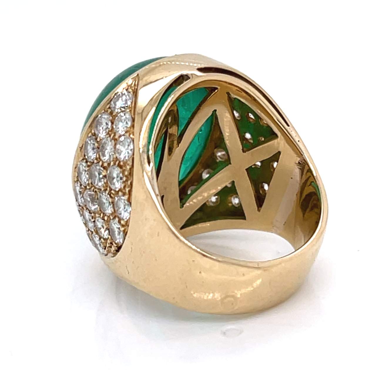 18K Yellow Gold 20.00 Ct. Emerald & Diamond Ring