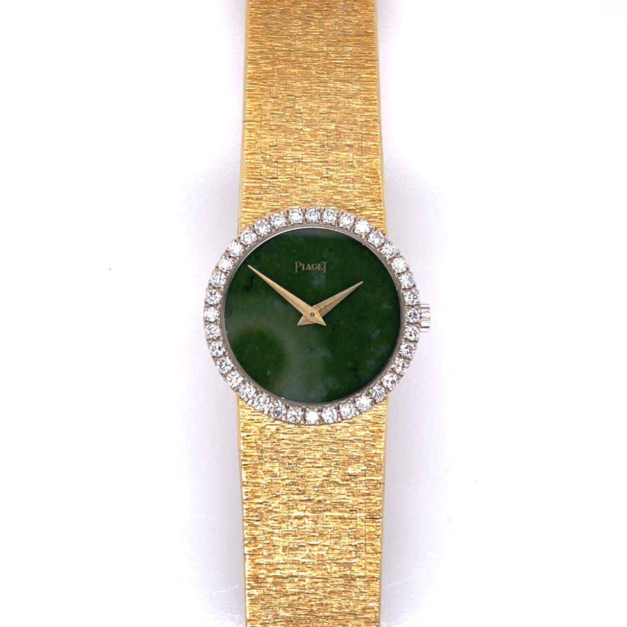 PIAGET 18K Yellow Gold Jade & Diamond Watch