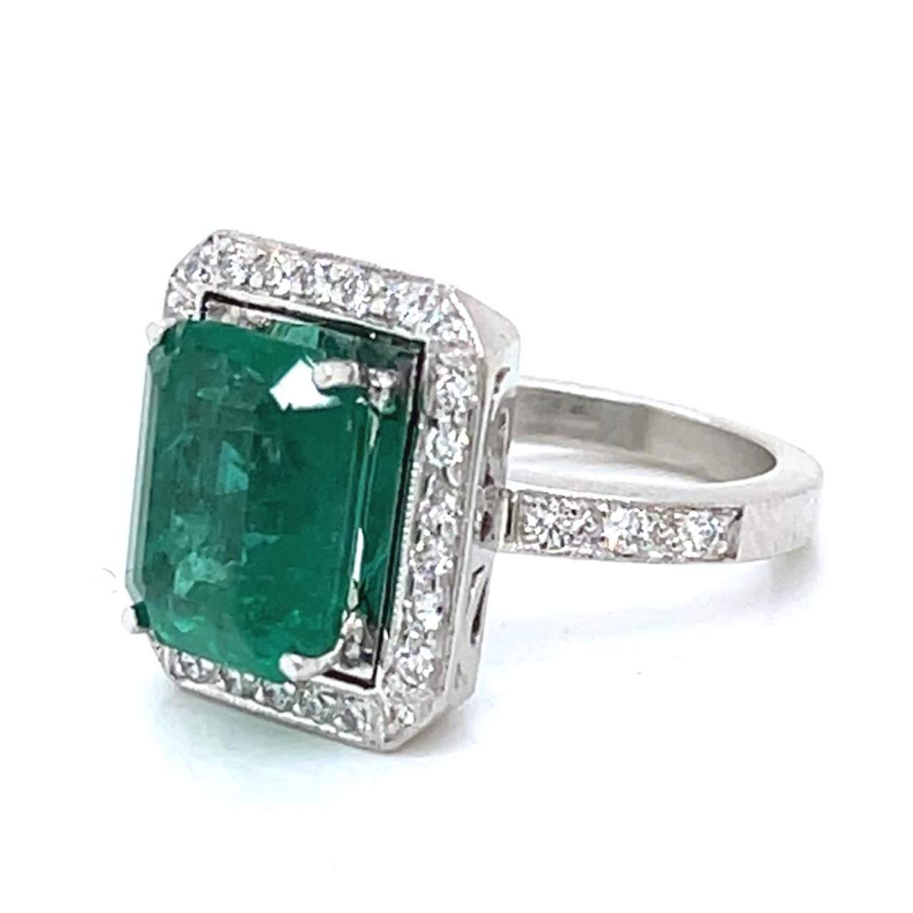 Platinum 4.67 Ct. Emerald & Diamond Ring