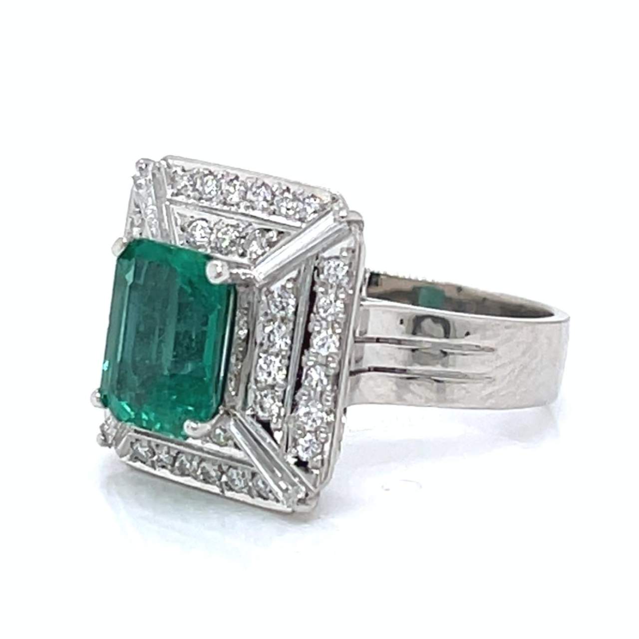 Platinum 2.46 Ct. Emerald & Diamond Ring