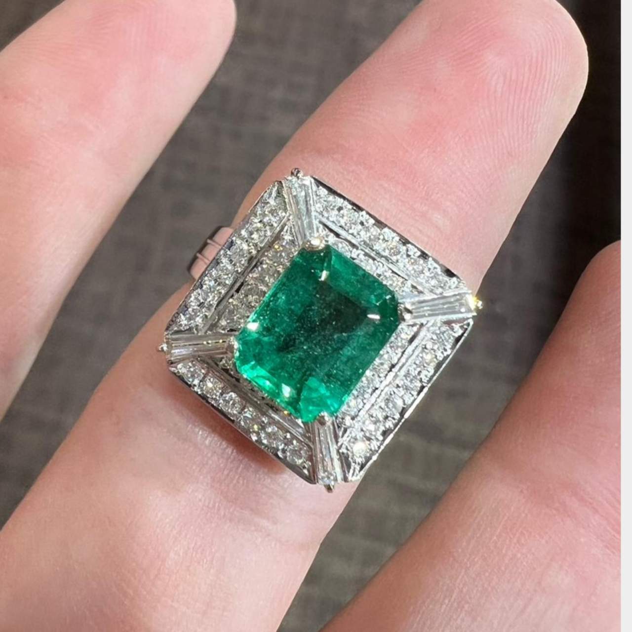 Platinum 2.46 Ct. Emerald & Diamond Ring