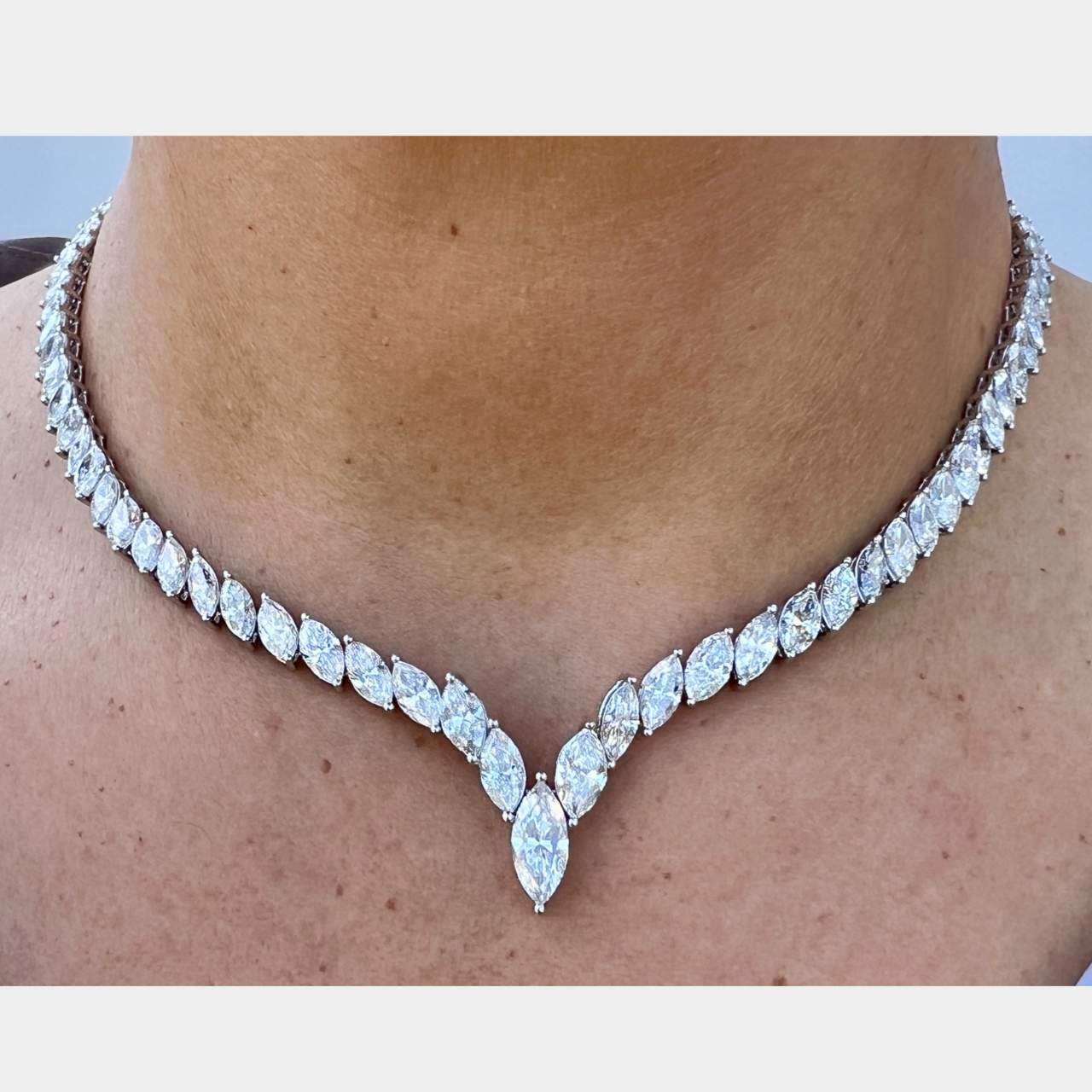 Platinum 32.48 Ct. Graduated Diamond Necklace