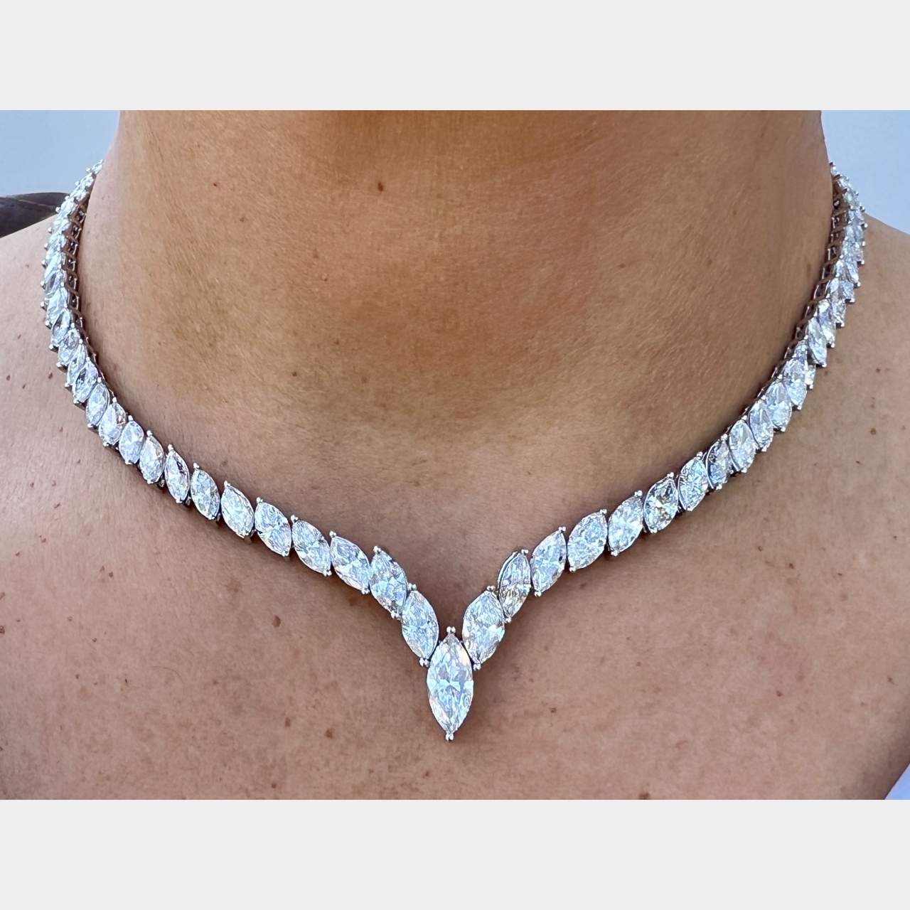 Platinum GIA Certified 38.28 Ct. Graduated Diamond Necklace