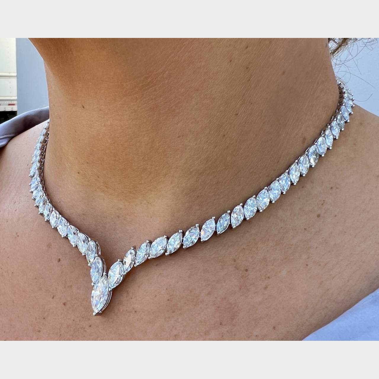 Platinum GIA Certified 38.28 Ct. Graduated Diamond Necklace