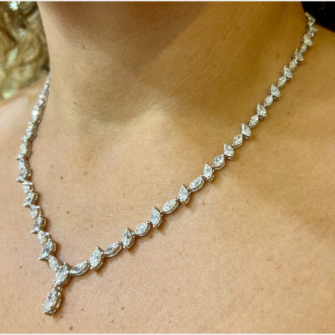 Platinum 20.50 Ct. Marquise Diamond Necklace