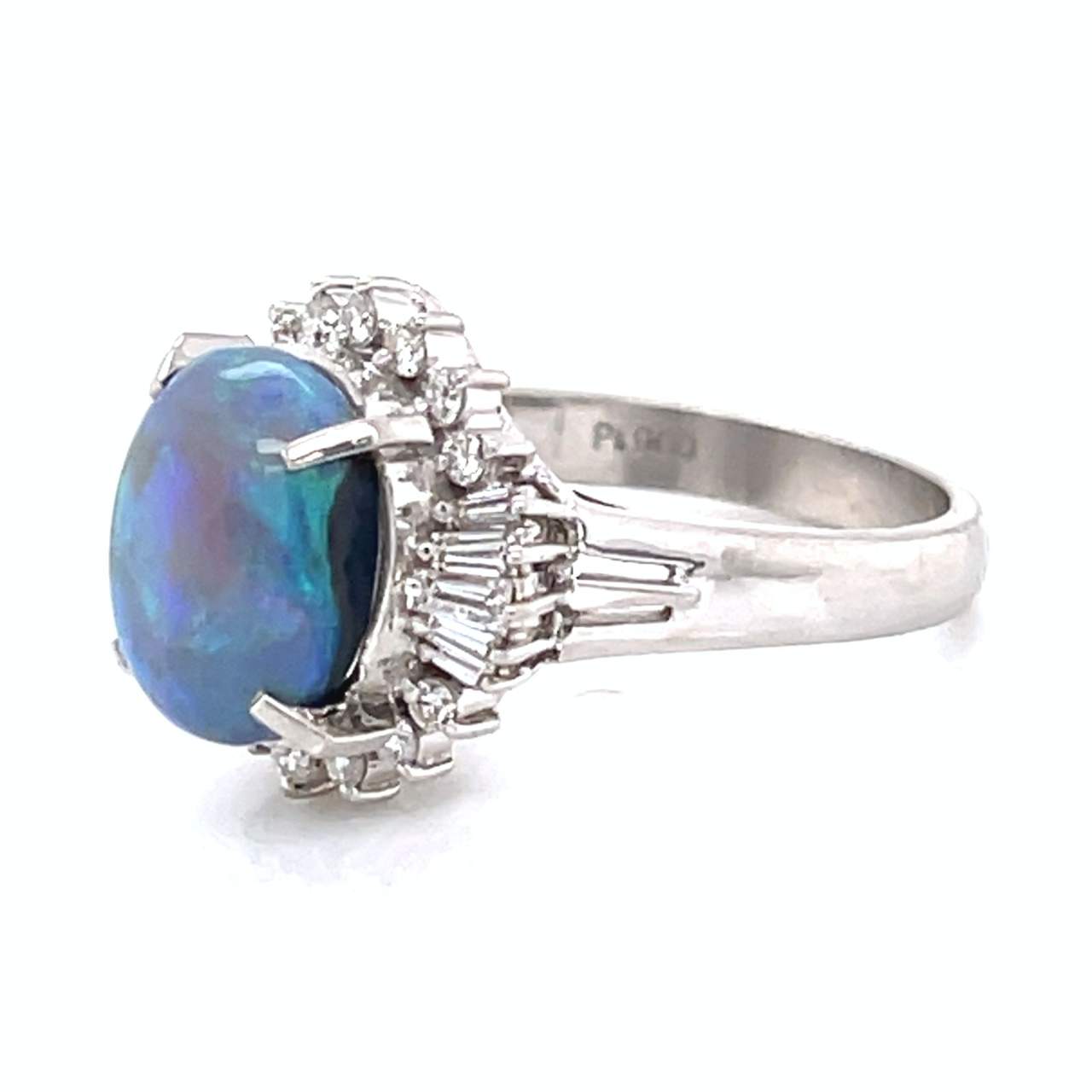 Platinum Opal & Diamond Ring