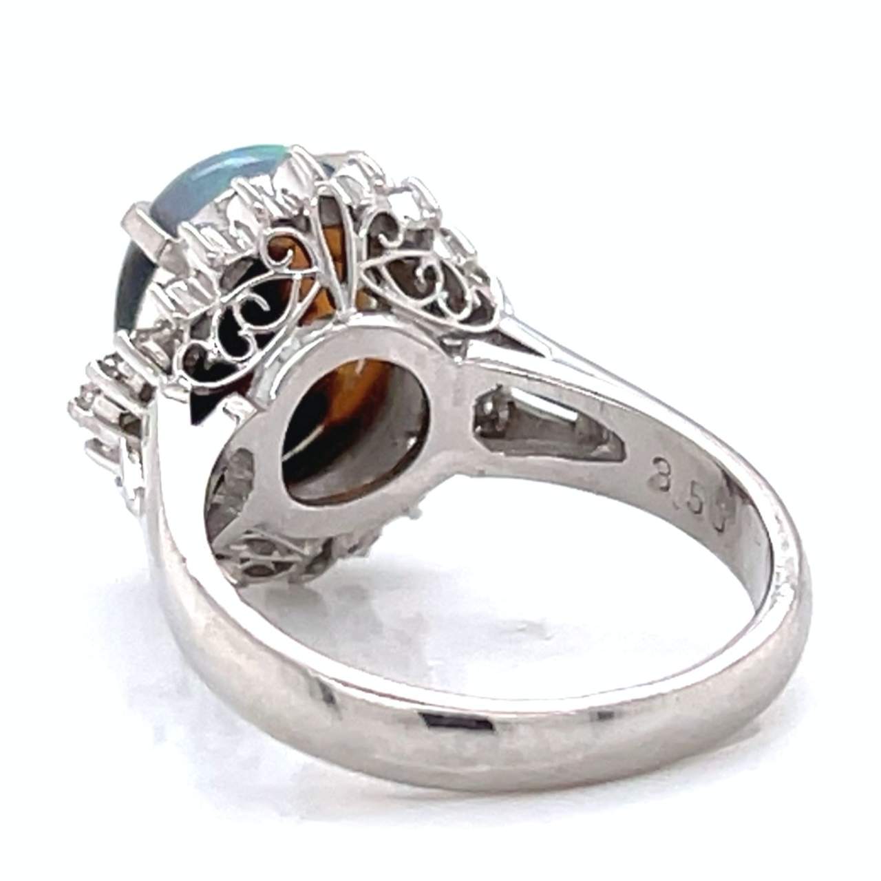 Platinum Opal & Diamond Ring