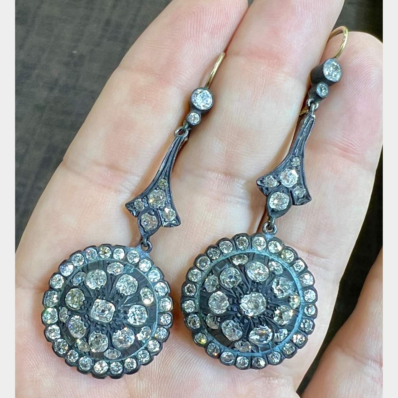 18K & Silver Top 12.00 Ct. Diamond Earrings