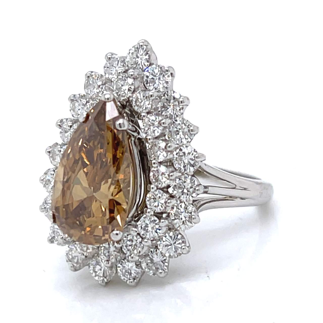 14K White Gold 3.01 Ct. Orange-Brown Diamond Ring