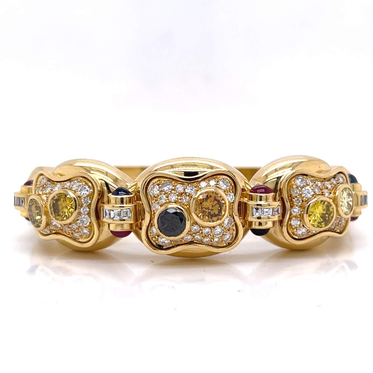 18K Yellow Gold Colored Diamond Bangle Bracelet