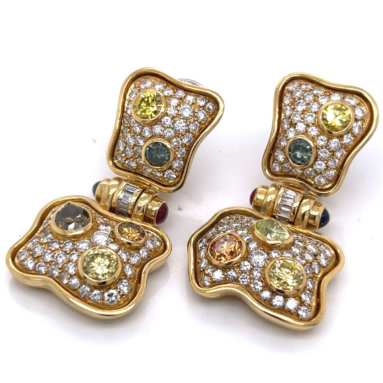 18K Yellow Gold Color Diamond Earrings