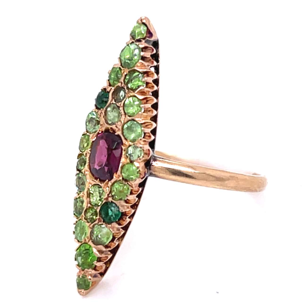 Victorian 18K Yellow Gold Ruby & Garnet Ring