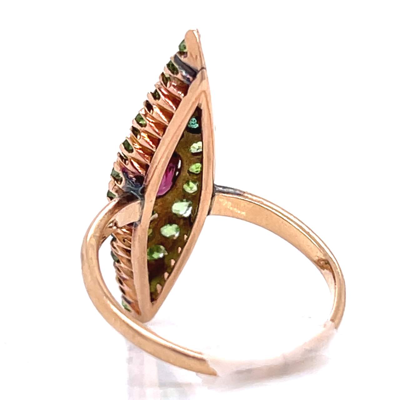 Victorian 18K Yellow Gold Ruby & Garnet Ring