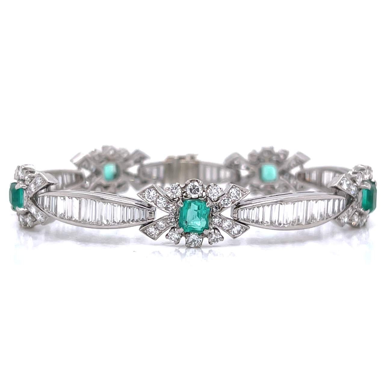 Art Deco Platinum Emerald & Diamond Bracelet