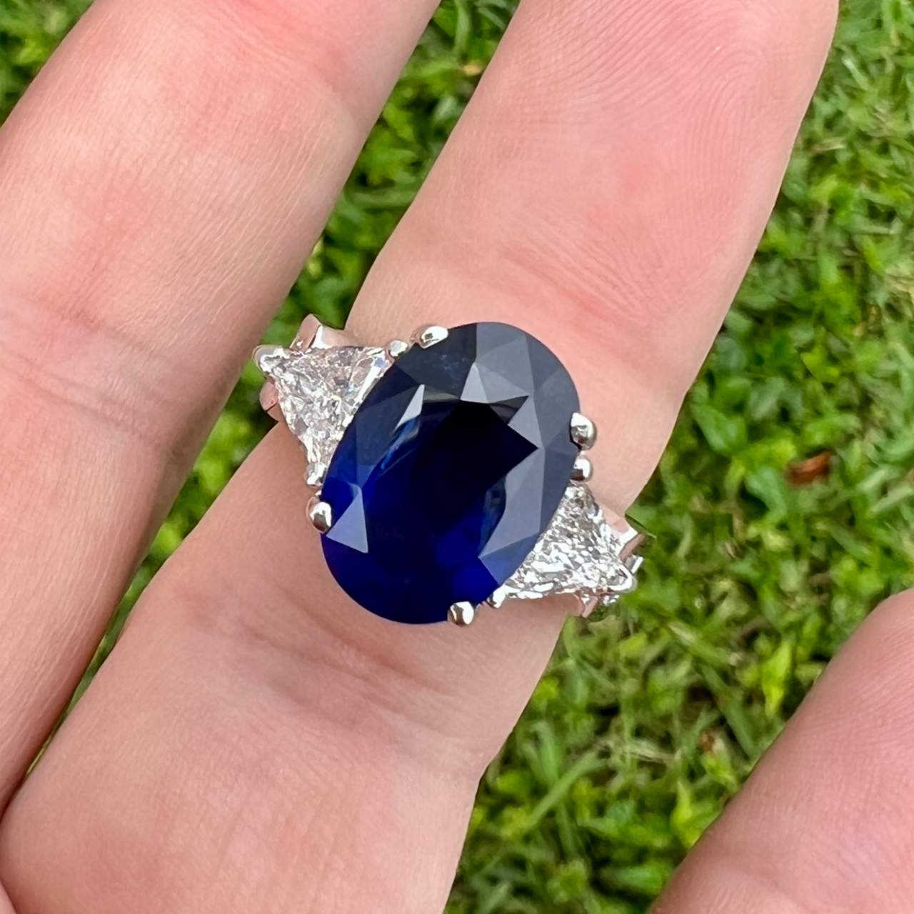 Platinum GIA Certified 6.67 Ct. Sapphire & Diamond Ring