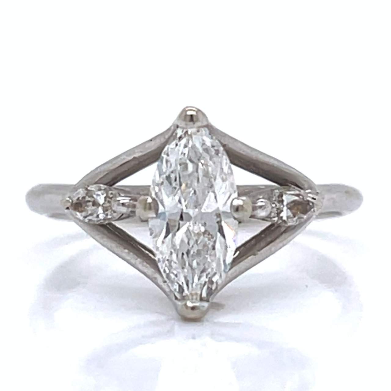 Art Deco 14K White Gold 1.10 Ct. Diamond Ring