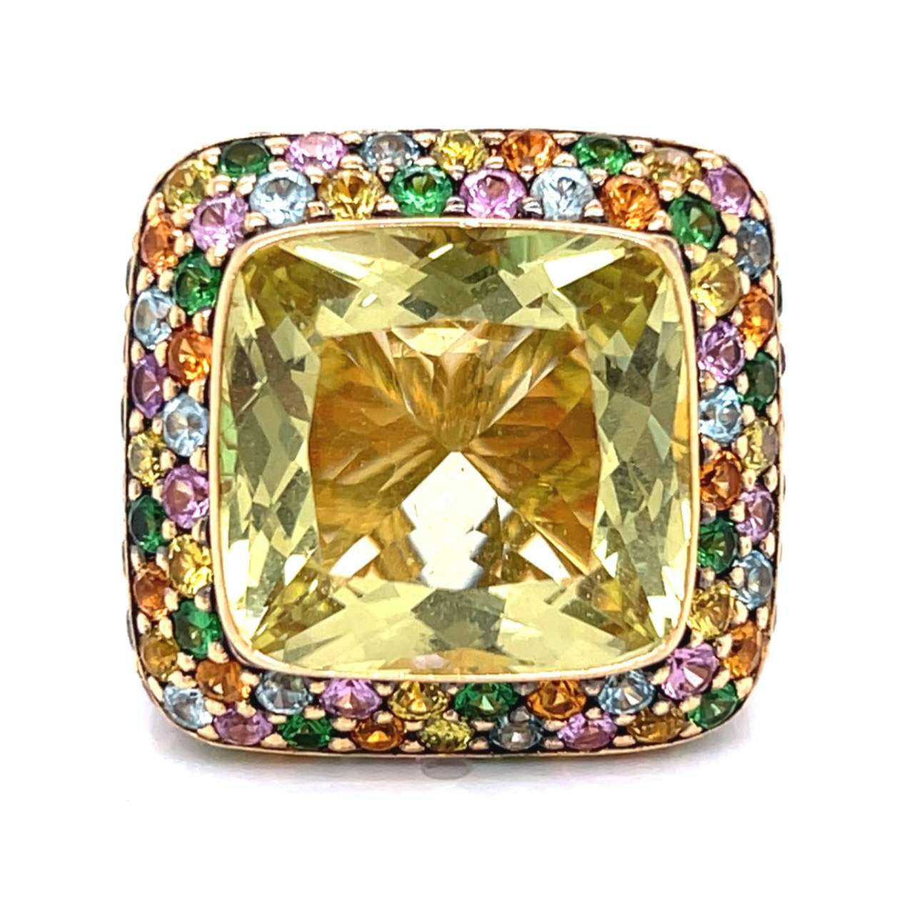 ZORAD 18K Yellow Gold Citrine & Colored Sapphire Ring