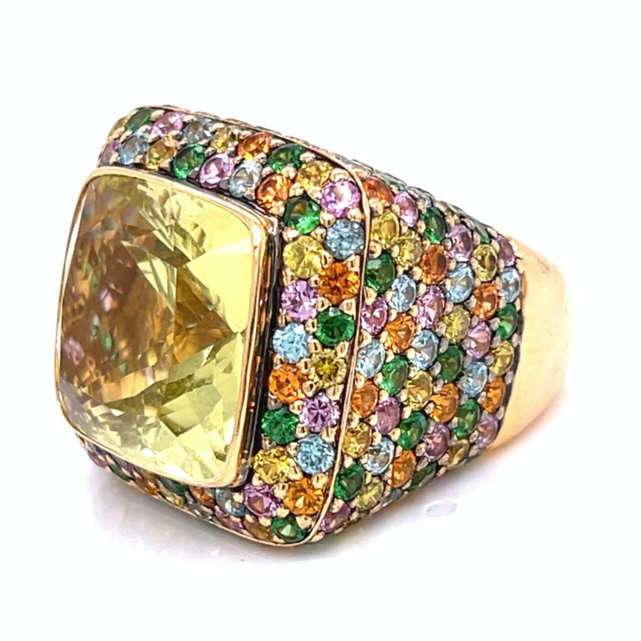 ZORAD 18K Yellow Gold Citrine & Colored Sapphire Ring