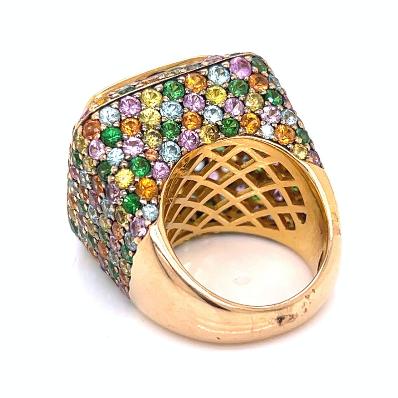 ZORAD 18K Yellow Gold Citrine & Colored Sapphire Ring