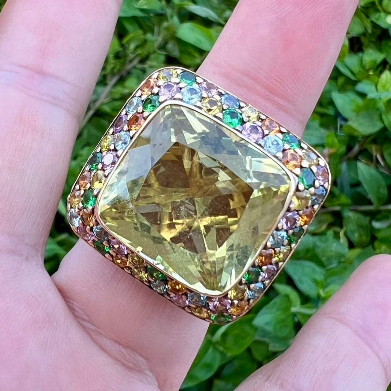 ZORAD 18K Yellow Gold Citrine & Colored Sapphire Ring