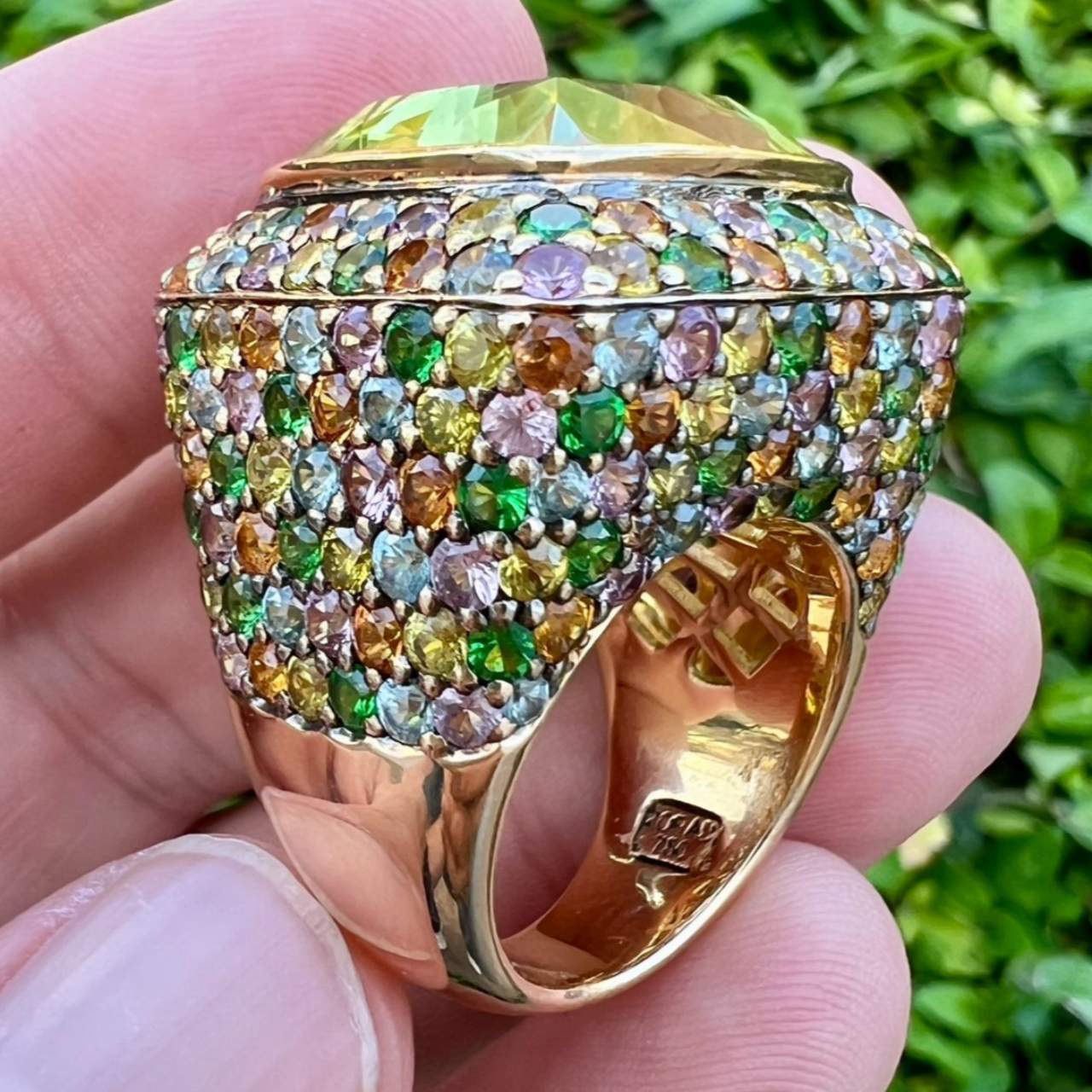ZORAD 18K Yellow Gold Citrine & Colored Sapphire Ring