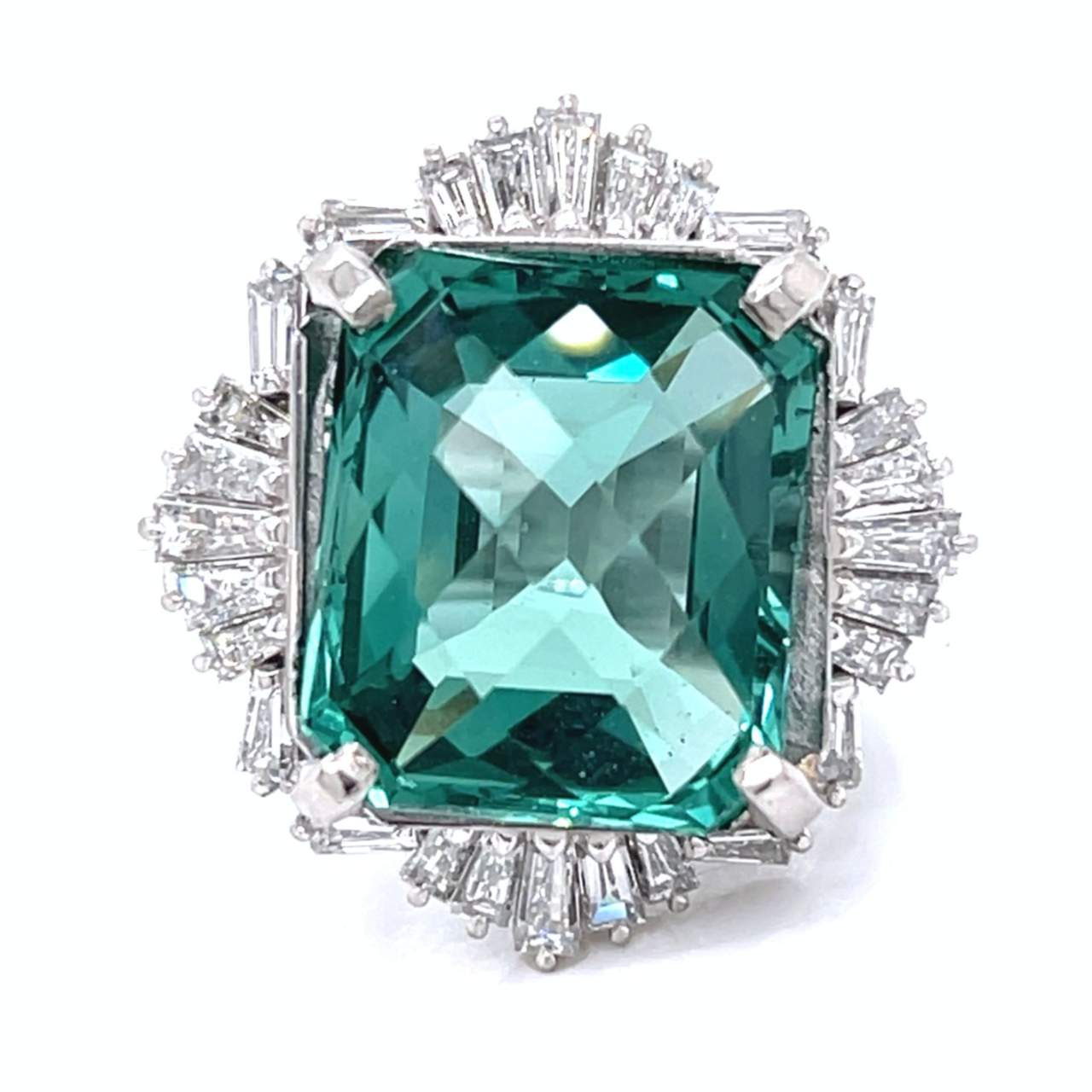 Platinum Diamond & Quartz Ring