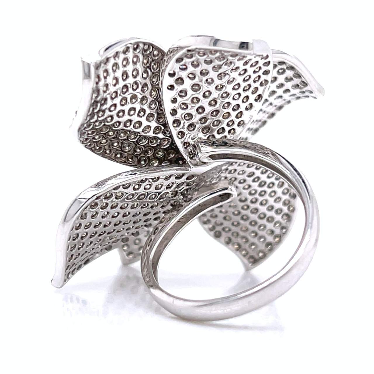 14K White Gold Champagne Diamond Flower Ring