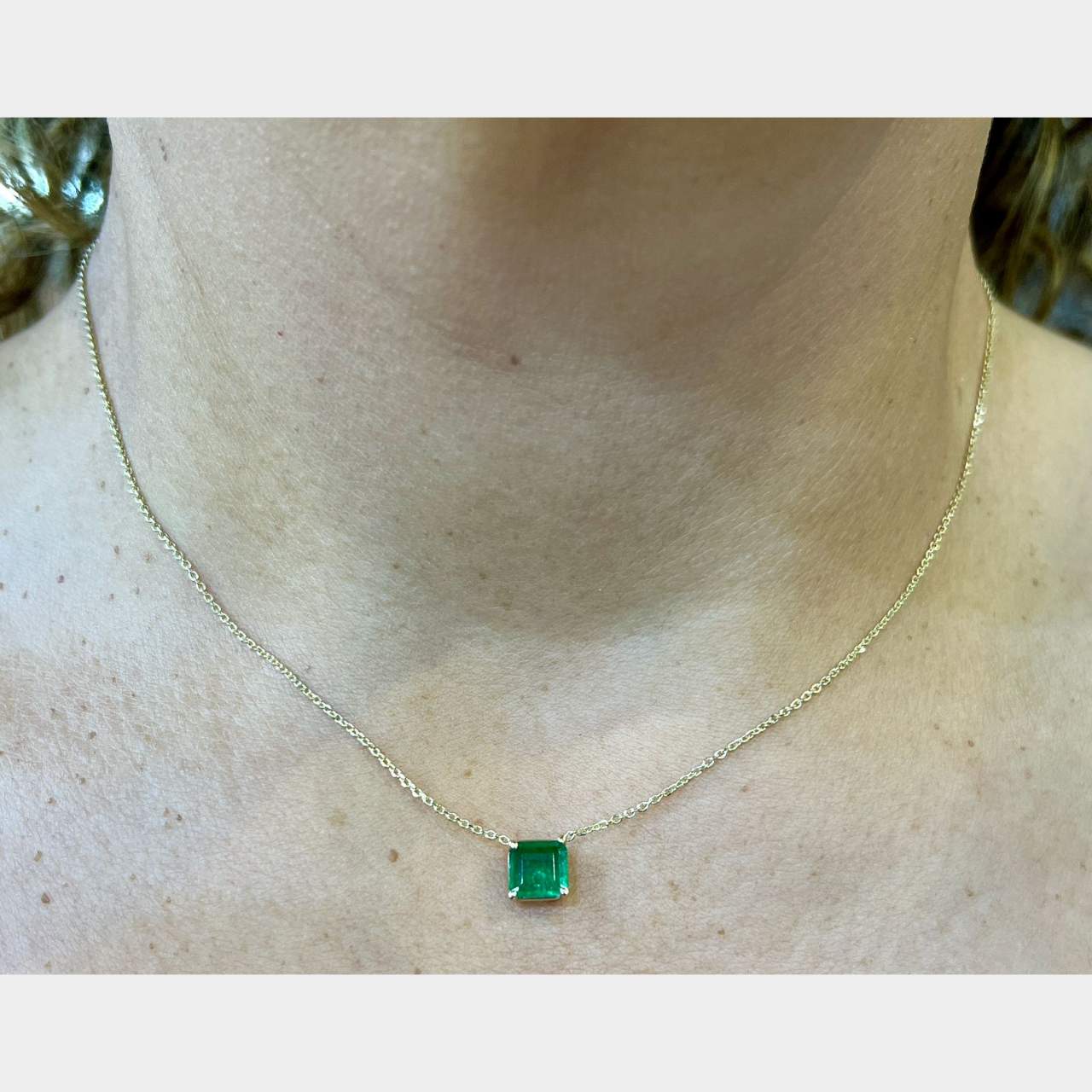 14K Yellow Gold 1.10 Ct. Emerald Necklace