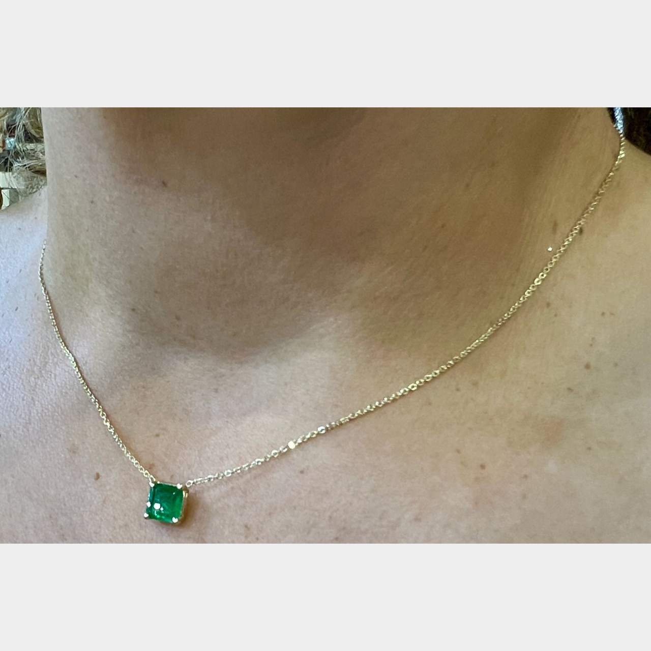 14K Yellow Gold 1.30 Ct. Emerald Necklace