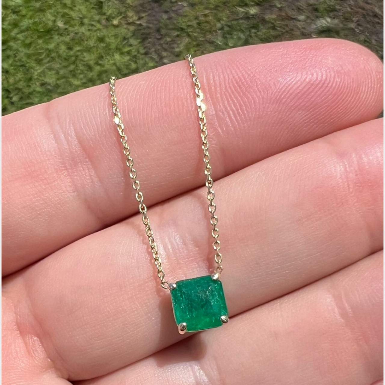 14K Yellow Gold 1.30 Ct. Emerald Necklace